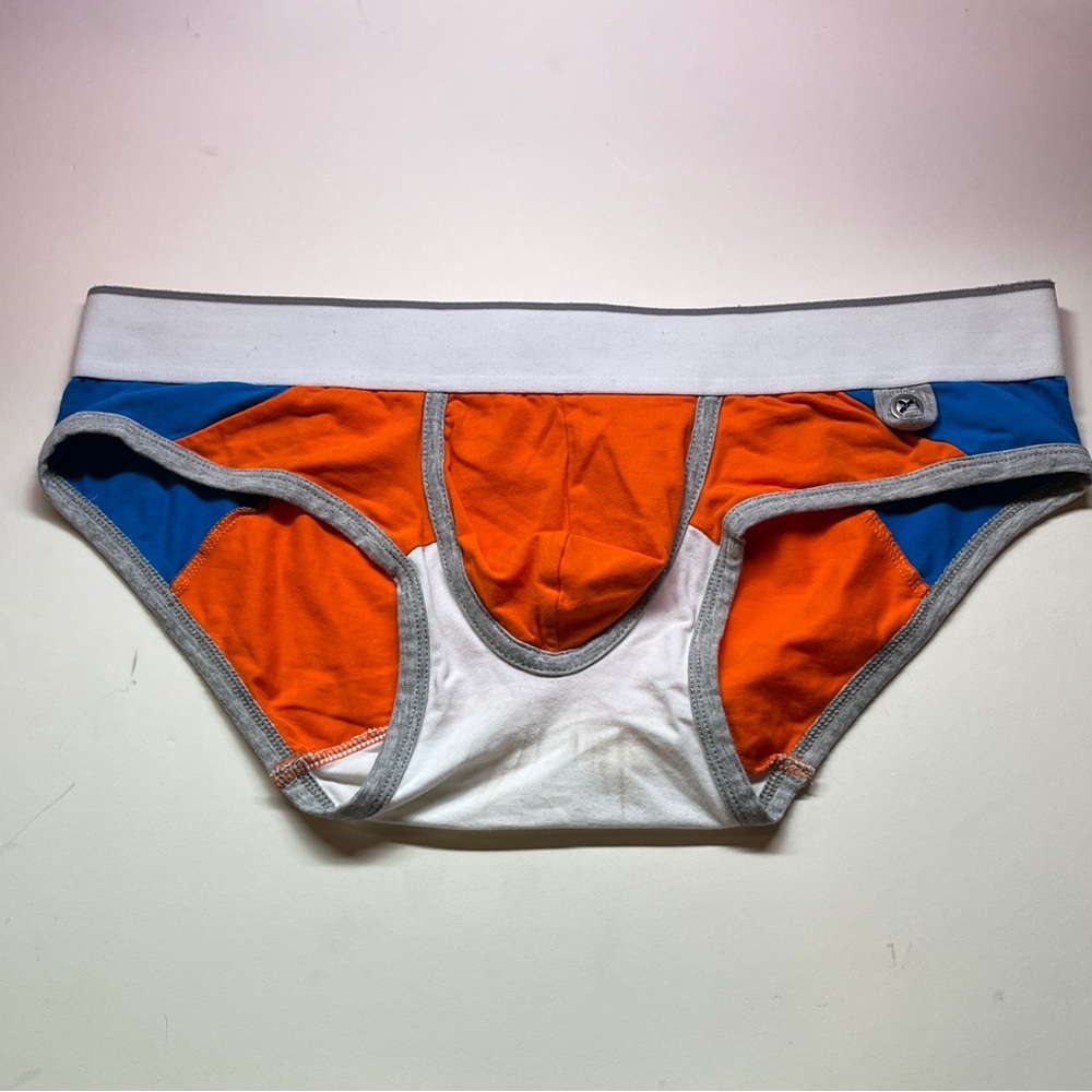 Colorful Orange Blue Men's Briefs Stud